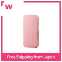 Elecom iPhone 14 Pro Case Cover Notebook Type Shockproof Leather Magnetic Closure Card Pocket Strap Hole Pink PM-A22CPLFY2PN