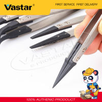 Vastar แหนบป้องกันไฟฟ้าสถิตพร้อมปลายเปลี่ยนได้ชิ้นส่วนเครื่องมือพลาสติกตัวนำไฟฟ้าคาร์บอนไฟเบอร์ตัวถังสแตนเลสเต็มรูปแบบ