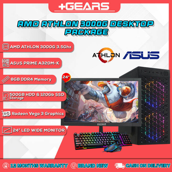 AMD Athlon 3000g PC Set Computer Athlon 3000g with Vega 3 Graphics, 8GB RAM DDR4, 120GB SSD