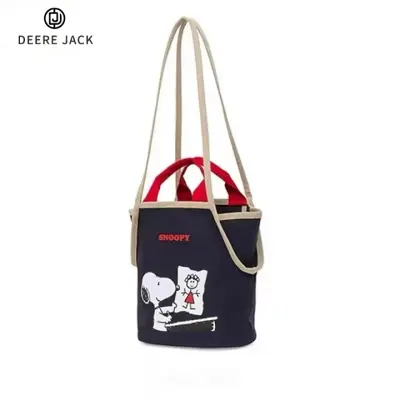 Deere Jack ถุงผ้า ถุงผ้าแคนวาส กระเป๋าผ้า กระเป๋าสะพายข้างผู้หญิงผ้าแคนวาสเกาหลี กระเป๋าใส่ของลายการ์ตูน Snoopy ใบใหญ่ กระเป๋าโท้ทแบบสบาย ๆ กระเป๋าหิ้วอเนกประสงค์ส่วนบุคคล