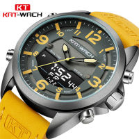 2022 Kat-Wach Fashion JPN Movement Men Sport Watch Leather Digital og Watch Luminous Waterproof Male Clock Relogio Masculino