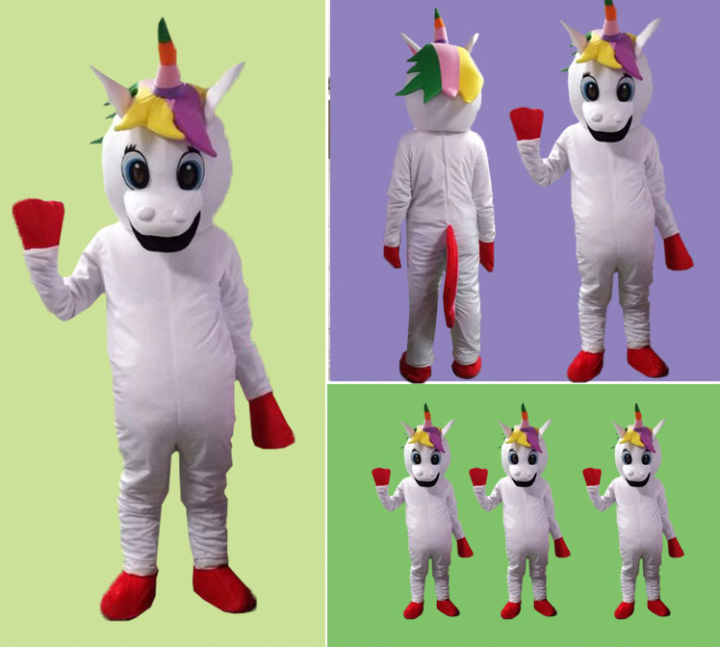 Unicorn Mascot Costume Flying Horse Mascot Costume Rainbow Pony Adult