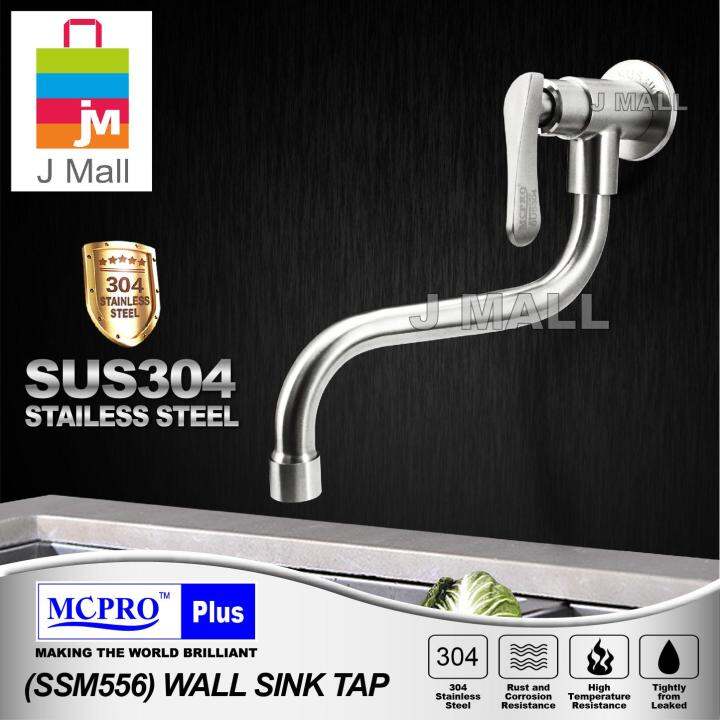 MCPRO Plus Stainless Steel SUS304 Kitchen Faucet Z SHAPE WALL SINK LONG ...