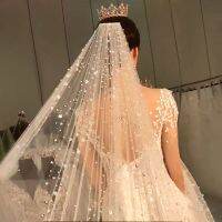 HOT Rhinestone Beaded Bridal Wedding Veil Middle East Dubai Bride 39;s Headdress Cathedral Veils With Comb Luxury