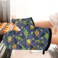 Cute Dinosaur Printed Kitchen Gloves Soft Cotton Potholders Anti-slip Anti-scalding Baking Hand Clips For Cooking BBQ Soup Gift