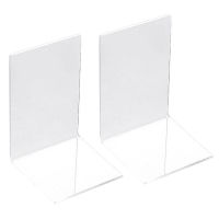 2Pcs Transparent Acrylic Desk Book Shelf Bookend Stationery Book Standing File Holder Office Home Table