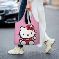 กระเป๋า Tas Jinjing Kanvas Hello Kitty พิมพ์ลายน่ารักกระเป๋าเดินทางนักเรียนกระเป๋าสะพายไหล่ลุคสบายสไตล์เกาหลีความจุกระเป๋าชอปปิ้งขนาดใหญ่