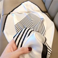 Ladies Elegant Large Soft Shawl Hijab Travel Neckerchief Imitated Silk 90x90cm Square Striped Scarf