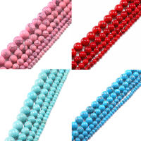 1Strand/Lot 4 6 8 10 12มม.ธรรมชาติ Turquoises รอบหลวมลูกปัดร้อยสำหรับเครื่องประดับ Diy สร้อยคอสร้อยข้อมือขายส่ง