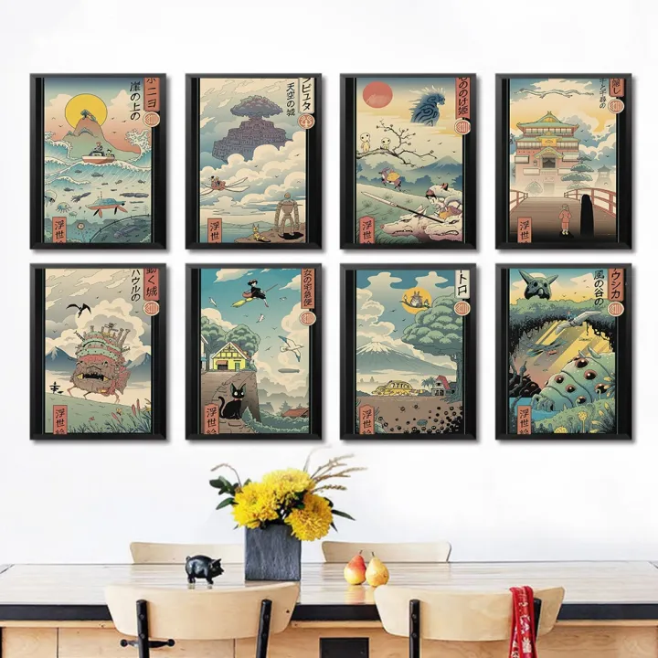 Maimaibu} Studio Ghibli Ukiyo-e Collection Posters Castle in the Sky  Spirited Away Japan Anime Canvas Painting Wall Art Picture Room Decor |  Lazada PH