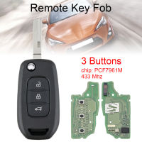 433MHz 3ปุ่ม Remote Key พร้อม PCF7961M 4A ชิปและใบมีดสำหรับ Renault