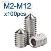 100pcs/lot Hex hexagon socket set screw cone point grub screw M2 M2.5 M3 M4 M5 M6 M8 M10 M12 304 Stainless Steel DIN914