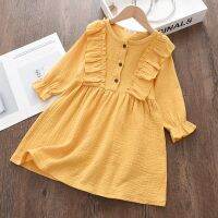 Baby Girls Cute Ruffles Dresses New New Fashion Autumn Fall Linen Princess Costumes Childrens Sweet Cute Clothes For 1-5 Years  by Hs2023