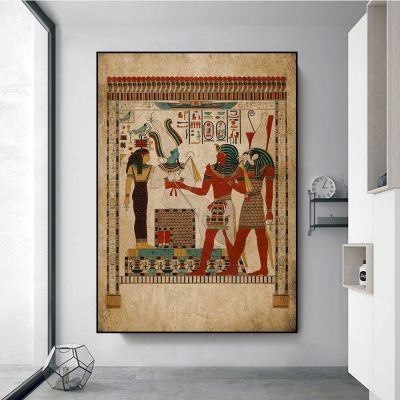 โปสเตอร์ลายนามธรรมและภาพพิมพ์ของสุสานอียิปต์บนผ้าใบผนังจิตรกรรม Psammutis Anubis,ห้องนั่งเล่น,ตกแต่งบ้านรูปภาพศิลปะ0728C1 (ไร้กรอบหรือกรอบด้านใน1ชิ้น)