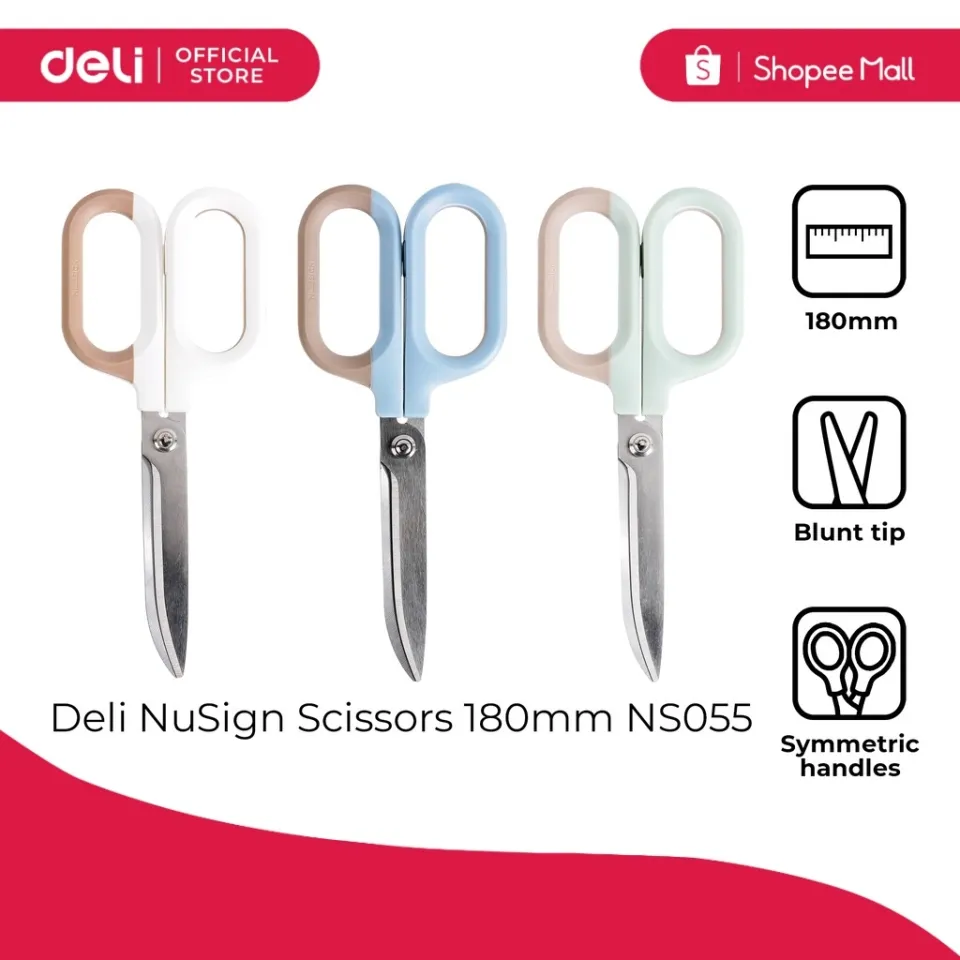 Deli Nusign NS055 NS056 180mm 155mm Student double color scissors Desk –  AOOKMIYA