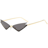 MINCLRetro Small Cat Sunglasses For Women Brand Designer Metal Half Frame Shade Triangle Eyeglasses Vintag punk Sun Glasses FML