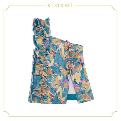 Kloset Ruffle One-Shoulder Top (SS18-T003) เสื้อผ้าผู้หญิง เสื้อผ้าแฟชั่น เสื้อแฟชั่น เสื้อผ้าพิมพ์ เสื้อไหล่เดียว