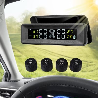 【LZ】☫☑✐  Universal Car Tire Pressure Monitoring System Solar TMPS Sensores LCD Digital Off Road 4x4 SUV Acessórios Automóvel Eletrônica
