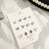 LOEWE ROM Genuine 2023 Hypoallergenic s925 Silver Ceramic Earrings Set Candy Color Sweet Girly Heart Student Earrings Delicate and Fresh