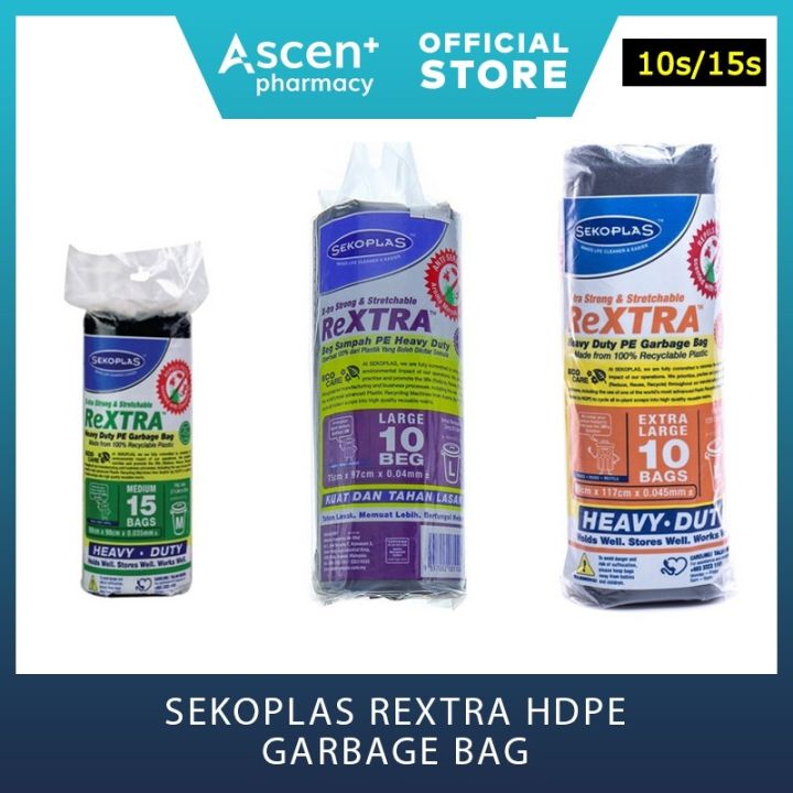 SEKOPLAS Heavy-Duty ReXTRA HDPE Garbage Bags XL (10pcs)