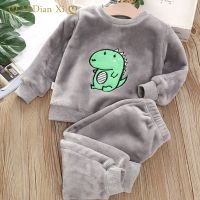 Childrens Clothing Girl Suit Childrens Pajamas Boy Plush Cartoon Dinosaur Baby Pajamas Childrens Pajamas Winter Baby Pajamas