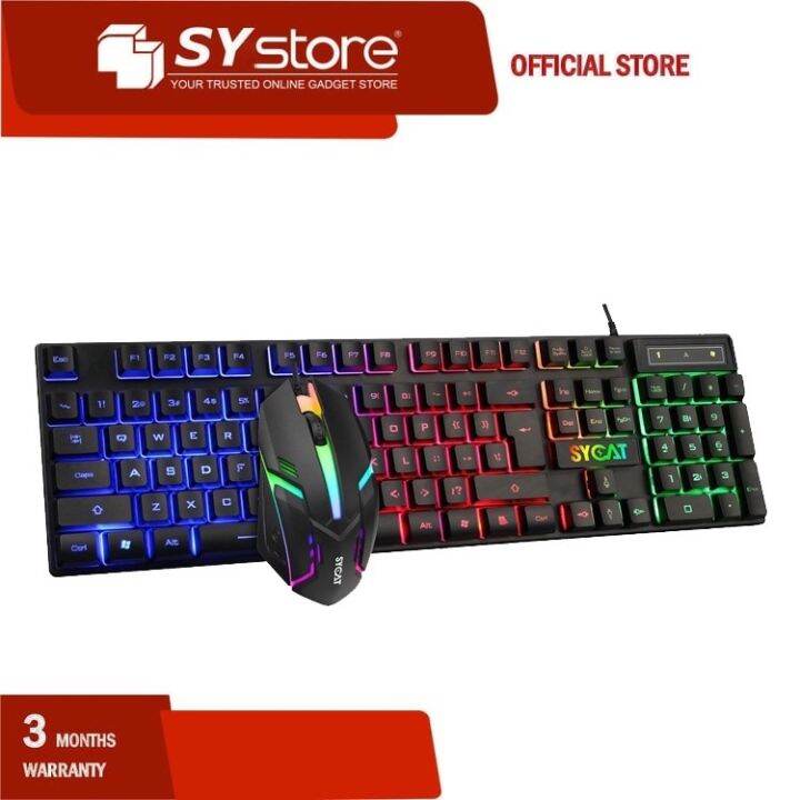 SYCAT STX200/STX360 Backlit Gaming Keyboard and Mouse Set Wired Gaming