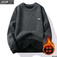 แฟชั่นผู้ชายเสื้อบุขนกำมะหยี่แขนยาวเพิ่มความหนาลำลองผู้ชายกำมะหยี่ JEEP เสื้อสเวตเตอร์ผู้ชาย Jeep ใส่สบายให้ความอบอุ่น