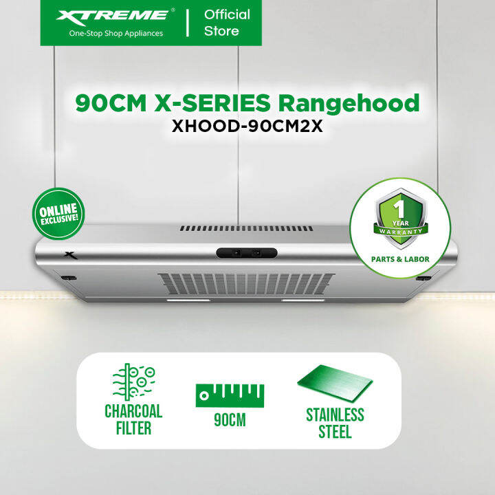 XSERIES 90cm Rangehood Wallmount Stainless Steel 3Speed Push Button