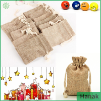 Hanak กระเป๋าผ้ากระสอบขนาดเล็กแบบเรียบง่ายกระเป๋าผูกเชือกกระสอบของที่ระลึกงานแต่งงาน