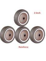 4 Pcs/Lot 3 Inch Brown Reinforce Single Caster TPE Rubber Wheel Wear-Resistant Silent Universal Accessories Pulley