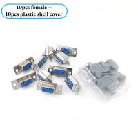 10 ชุด RS232 Parallel แบบขนานพอร์ต DB15 3 แถว 15 PIN D Sub 10pcs ชาย/หญิง SOLDER CONNECTOR + 10pcs เคสโทรศัพท์แบบพลาสติกฝาครอบ