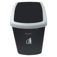 BIN ถังขยะ  เหลี่ยมฝาสวิง 50 ลิตร DKW HH-206P สีเทาทึบ ที่ใส่ขยะ  Trash Can