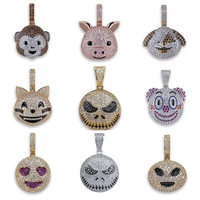 JINAO Personality Iced Out Cubic Zirco Devil Pig Dog Monkey Heart Smile Pendant &amp;Necklace Hip Hop Jewelry For Gifts