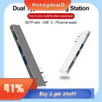 HONEYDEWD คอมพิวเตอร์สำหรับคอมพิวเตอร์ Pd ชาร์จเร็ว ตัวแยกหลายพอร์ต 3.1 Type-C Expander ฮับ USB 2.0 สถานีท่าเรือ