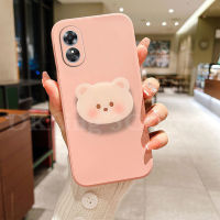 เคสโทรศัพท์มือถือปลอกอ่อนหรูหรา A78 OPPO 5G ผิวสัมผัส OPPO 2023 A78ฝาครอบป้องกันกล้องพร้อมที่วางที่ตั้งรูปหมีน่ารัก