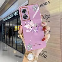 เคสสมาร์ทโฟนคลังสินค้าพร้อมสำหรับ OPPO A38 4G ประกายเพชรชุบ2023เคสซัมซุงนิ่มผีเสื้อคู่ฝาหลัง OPPOA384G