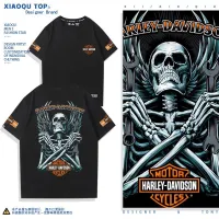 High quality stock Harley American retro motorcycle T-shirt IRON883/1200 STREET750 DYNA Fat bob 114 FORTY-EIGHT street bob BREAKOUT LOW RIDER ROAD KING GLIDE SOFTAIL Sportster outdoor riding short sleeves