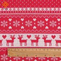 140x45cm Red Heart Christmas Knit Fabric For Sewing Childrens Dress Stretch Jacquard Cloth Winters Sweater Material Half A Yard