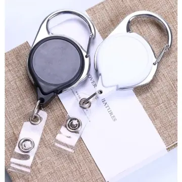 Heavy Duty Metal Retractable Badge Holder Reel with Belt Clip Key Ring,  Waterproof Vertical Clear ID Card Holder and PU Leather Badge Holder