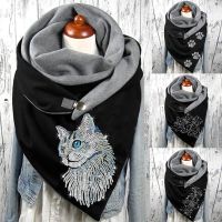 Winter Large Scarf Casual Soft Shawls Fashion Scarves Warm Women Button Printing Wrap Scarf winter head hood