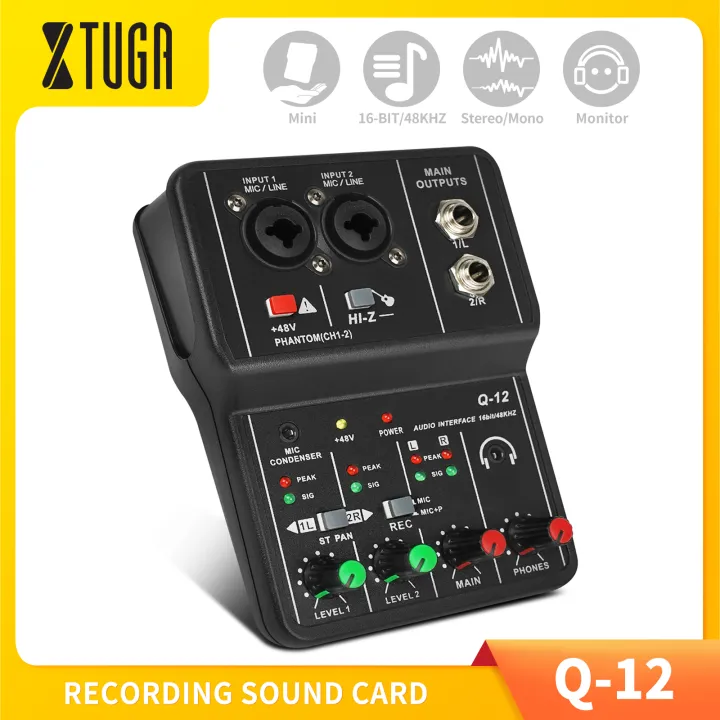 Mini Audio Interface Q-12 USB Recording Sound Card Support Stereo/Mono  Music Recording Built-in Monitor Jack, 48V Power Ideal For Beginner Makes Studio  Recording, Live Broadcast, K Song Record | Lazada Singapore