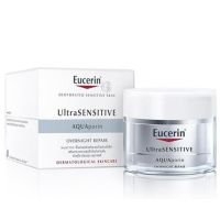 Eucerin Ultrasensitive AQUAPORIN Overnight Repair 50ml. ยูเซอรีน อัลตร้าเซ็นซิทีฟ โอเวอร์ไนท์ รีแพร์ ครีมสูตรกลางคืน สำหรับผิวแพ้ง่าย