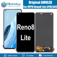 AMOLED ของแท้6.43นิ้วสำหรับ OPPO Reno 8 Lite CPH2343ชิ้นส่วนจอสัมผัสแอลซีดีของเครื่องแปลงดิจิทัลสำหรับ OPPO Reno 8 Lite 8 Lite 8 Lite LCD