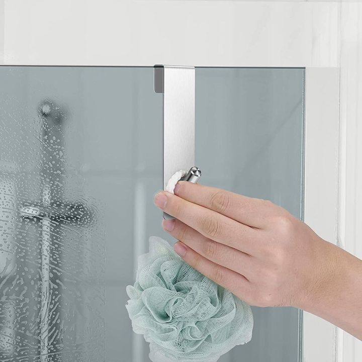 gjurd-เจาะฟรี-อุปกรณ์อาบน้ำ-ที่แขวนเสื้อผ้า-ที่แขวนลูกบอลอาบน้ำ-เหนือกระจก-ที่เก็บของในห้องน้ำ-ตะขอประตูกระจก-ตะขอแขวนเสื้อคลุมอาบน้ำ-ตะขอห้องน้ำ
