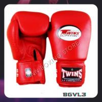 Twins  Boxing Gloves BGVL-3 Red Velcro (8,10,12,14,16 oz) Genuine leather M Sparring Muay Thai MMA K1 นวมซ้อมชก ทวินส์ สเปเชี่ยล สีเเดง หนังแท้ ผลิตจากโรงงานทวินส์