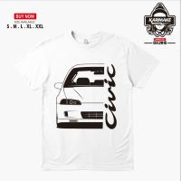 เสื้อยืดคอกลมแขนสั้นแฟชั่นพิมพ์ลายแบบเรียบง่าย Honda Civic EG Front View T-Shirt Automotive T-Shirt