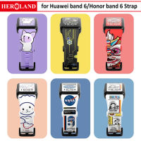 สายรัดพิมพ์ลายการ์ตูนสำหรับ Huawei Band 6 สายรัดข้อมือสำหรับ Honor band 6