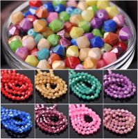 【LZ】 Loose Spacer Beads para fazer jóias folha revestida cor Bicone facetada vidro Opqaue Descobertas DIY lote por atacado 4mm 6mm