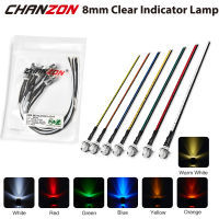 【2023】5Pcs 12V LED 8mm Indicator Warm White Red Green Blue Yellow Orange 5mm Prewired with Holder Pilot Light Emitting Diode Lamp