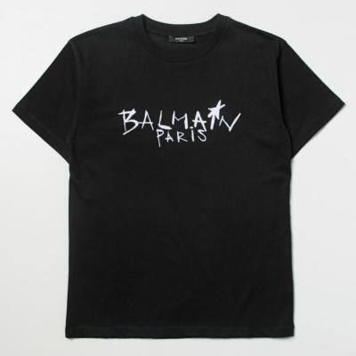 Balmain Letter Printed Fashionable Allmatch Simple Tshirt 100% Cotton Gildan